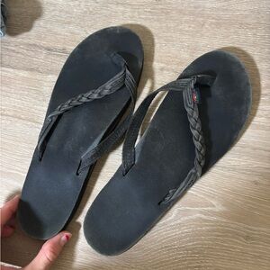 Rainbow Women's Black Braided Sandals